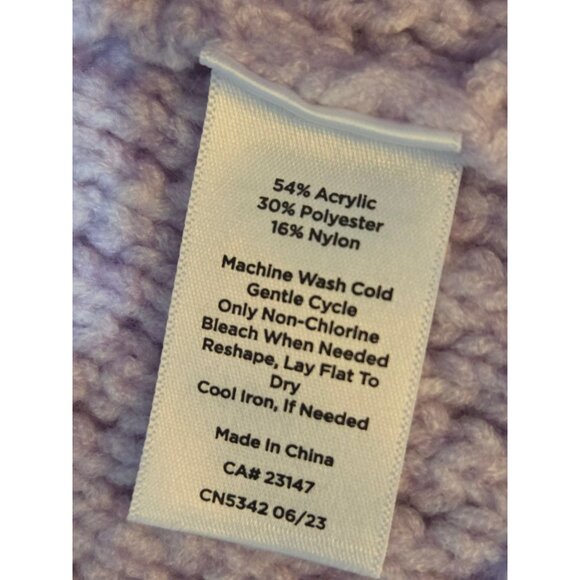 NWT! Talbots Chunky Cable Knit Poncho Lilac Size Large Mockneck Cozy Warm Boho - Picture 8 of 10